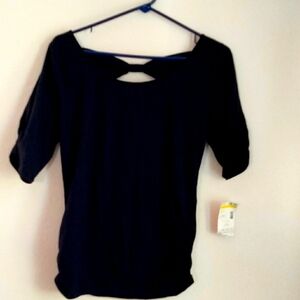 Bongo Blouse Women 11-13 Black Cutout Academia Office Casual Preppy Y2K Party